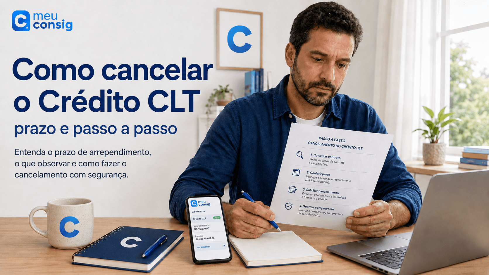 Trabalhador solicitando o cancelamento de um contrato de Crédito CLT