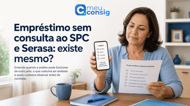Pessoa negativada analisando no celular uma oferta de empréstimo sem consulta ao SPC e Serasa