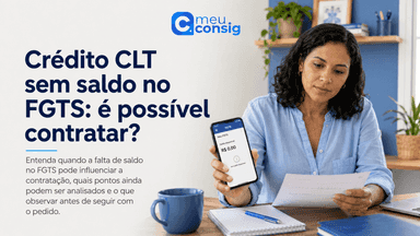 Trabalhador consultando Crédito CLT sem saldo no FGTS pelo celular