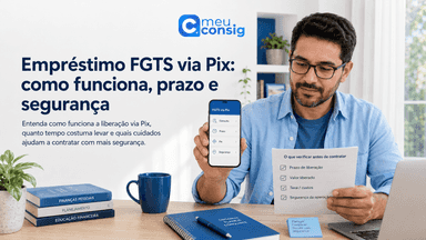 Trabalhador consultando no celular o recebimento do empréstimo FGTS via Pix