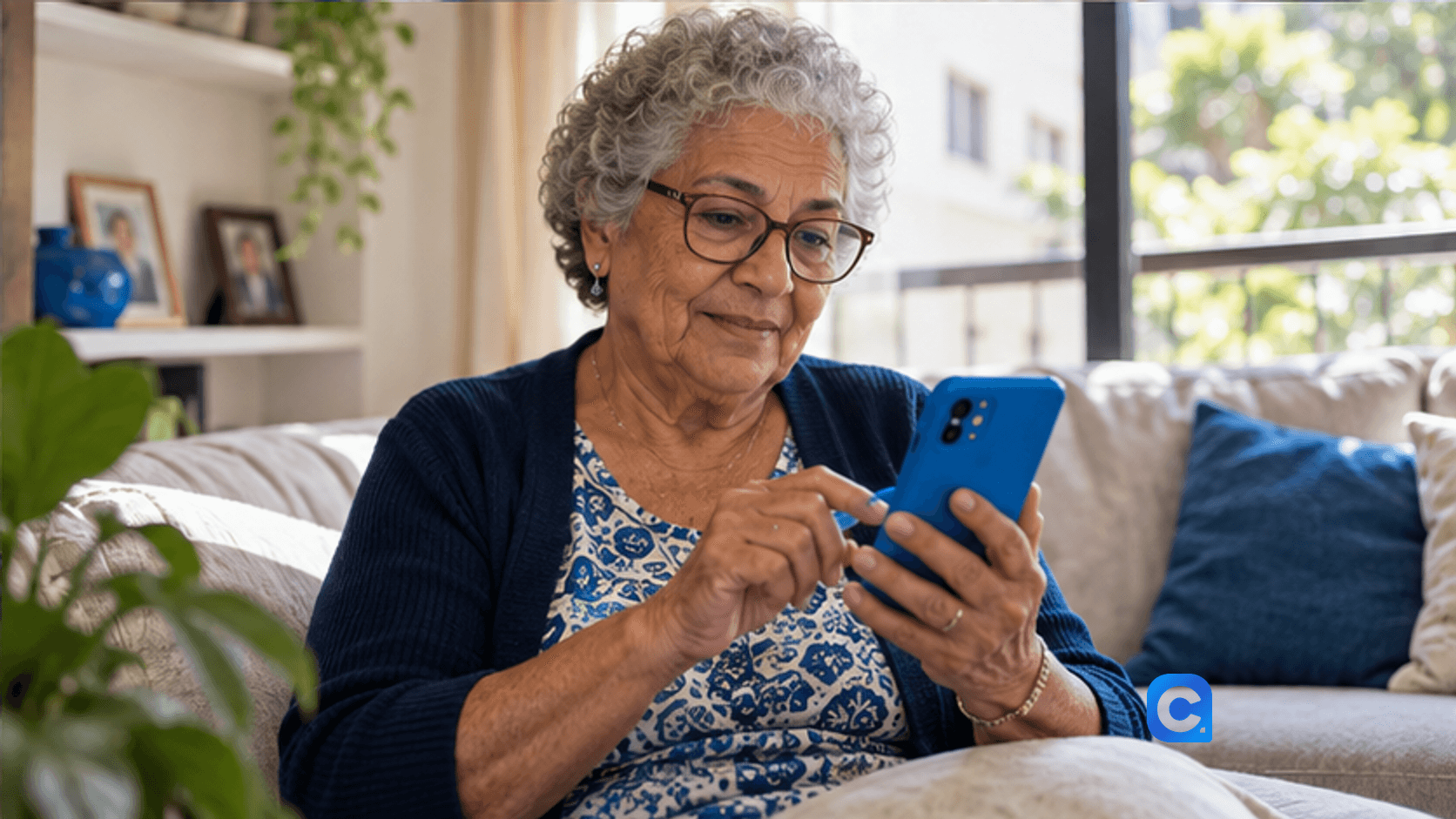 Beneficiária confere contato do Banco Safra antes de avaliar empréstimo consignado no celular